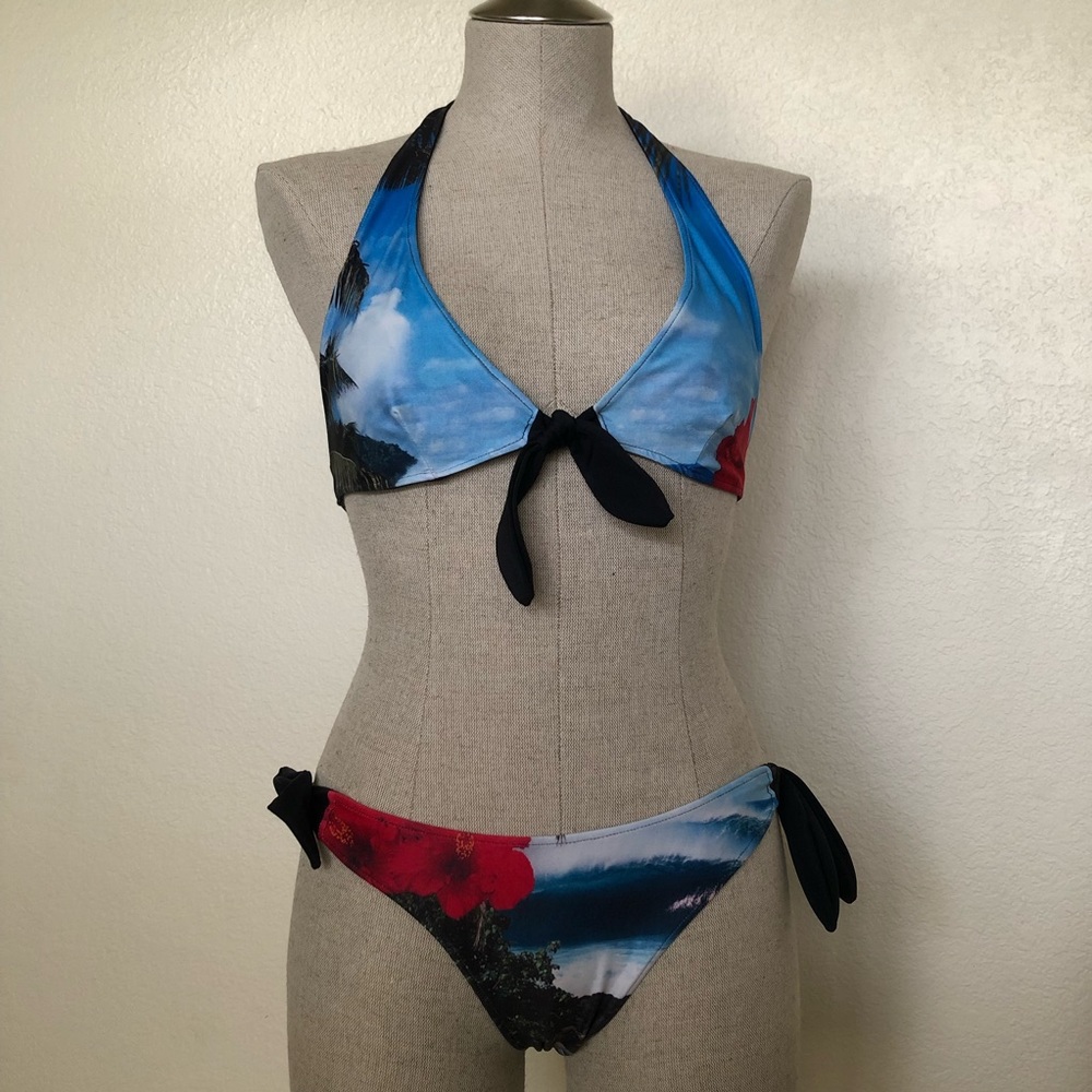 Aaron Chang Photo Print Bikini Sz XS